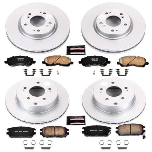 Image of PowerStop Front and Rear Brake Kit for Mitsubishi Eclipse 2006-12 | Mitsubishi Galant 2007-09 - Fully-Coated Disc Rotors with Z17 Ceramic Brake Pads Replacement, CRK2809