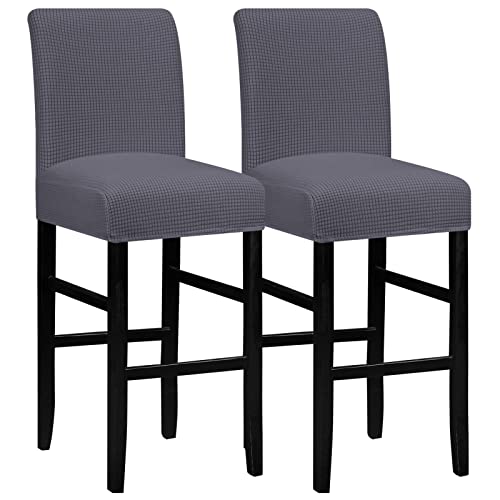 Leorate Stretch Bar Stool Cover Pub Counter Stool Chair Slipcover For Dining Room Cafe Furniture Removable Washable Dining Chair Covers Set Of 2, Gray #TOP23