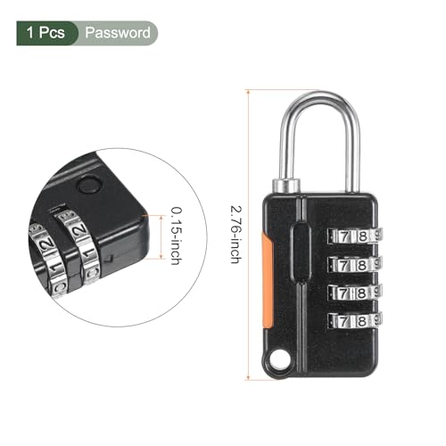 Image of YOKIVE 1 Set 4 Digit Combination Locks with Security Cable, Outdoor Padlocks | Steel Lock Chains Great for Lockers, Luggage, Bike (Black, 3-Feet)