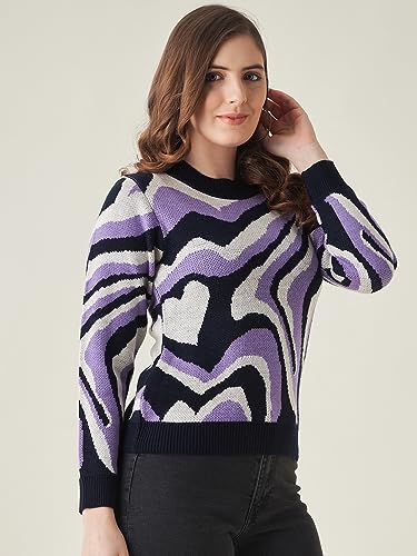 Image of Modeve Animal Print Round Neck Casual Women Sweater||Winterwear||