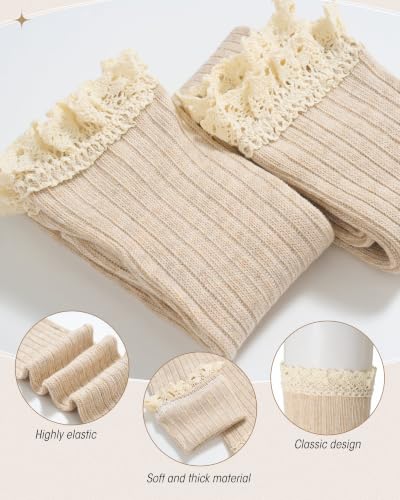 Image of Syhood Cotton Women thigh high socks with Lace Trim over the knee High Socks Boutique Lace Tall Boot Stockings for Women