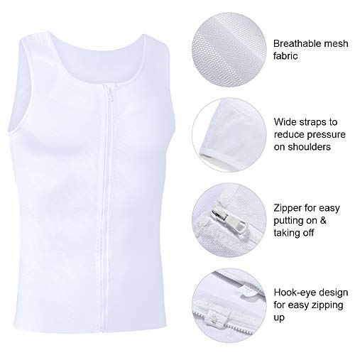Gsks Compression Shirts For Men Body Shaper Slimming Shirts Shapewear With Zipper White #TOP4