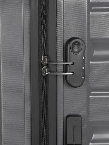 Image of Teakwood Unisex Trolley Bag for Travel, Hard Cabin Trolley Suitcase Bag, Numver Lock System 360 Degree 8 Rotating Wheels | Set of 3 (55, 65, 76 CM, Dark Grey)