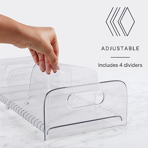 YouCopia FreezeUp Freezer Rack 12" BPA-Free Fridge Organizer with Adjustable Dividers and Handles for Frozen Food Box and Meal Storage, Clear