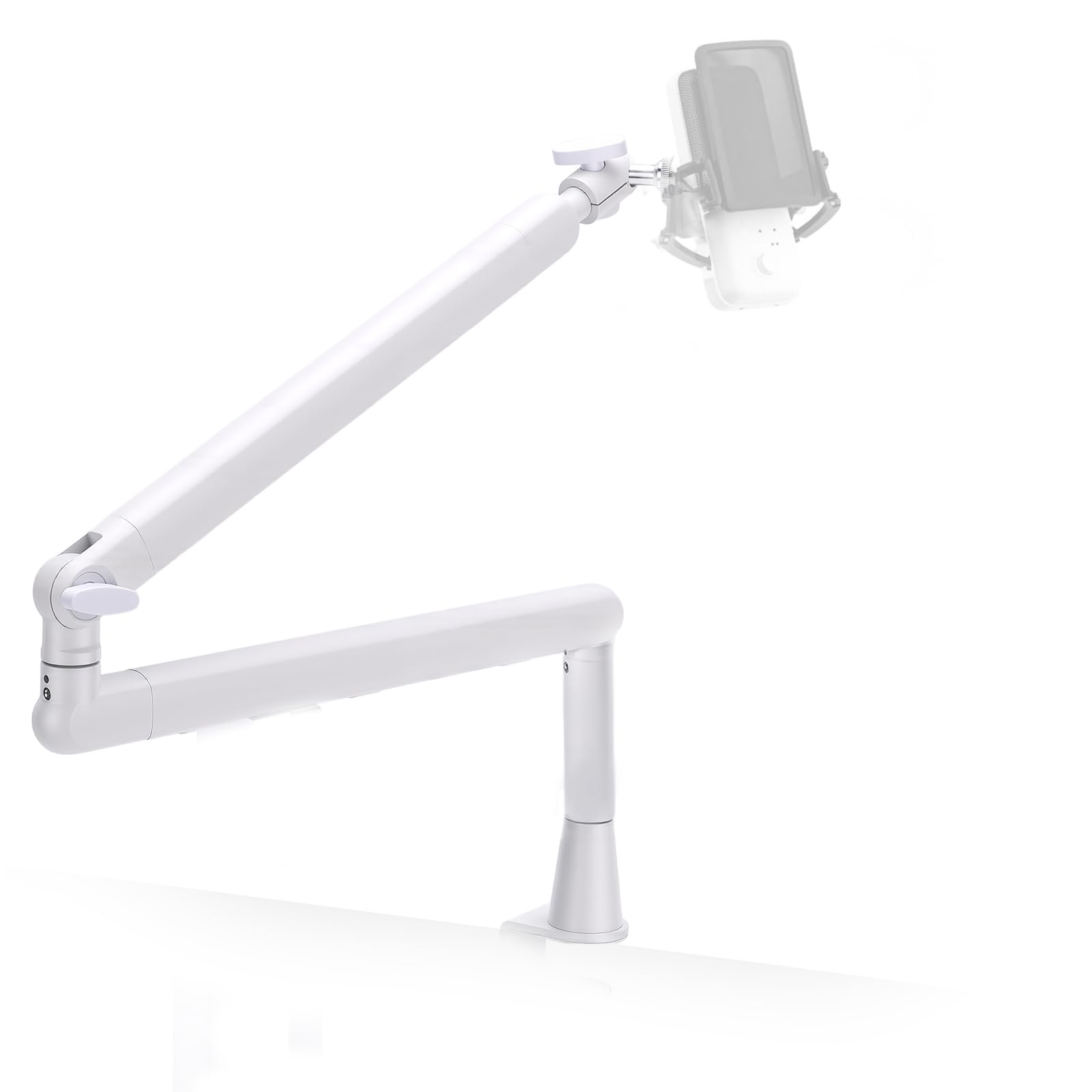 Soporte de Micrófono, 360° giratorio soporte para microfono, compatible con tornillos de 3/8" 5/8" 1/4", para podcasts, juegos, oficina, grabación (Versión alta blanco)