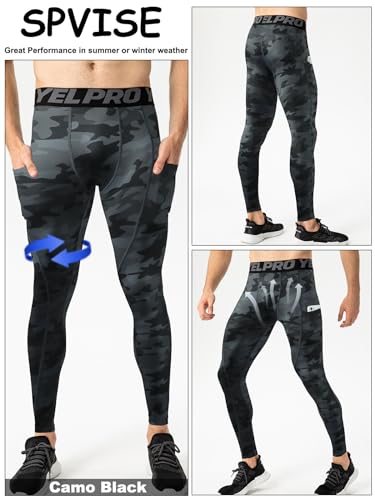 SPVISE 2 or 3 Pack Men's Compression Pants Leggings Running Tights with Pocket Cool Dry Workout Base Layer Athletic Gym Pants2