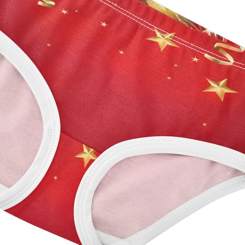 Toddler Underwear Floral 2t Cotton Girl Panties Cute Pattern Briefs Kids Undies Christmas Balls Ribbons Red4