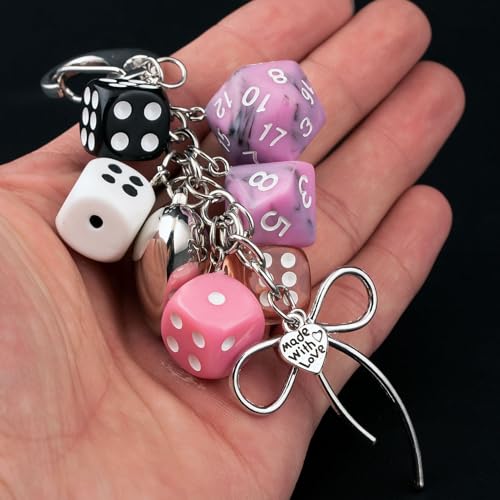 Image of 8 Ball Dice Charm Keychain - Cute Bag Purse Handbag Accessories - Y2K Aesthetic Key Chain for Women Men