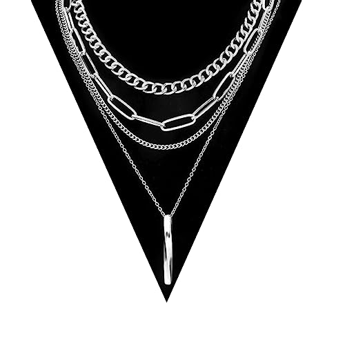 Silver Layered Necklaces Silver Chunky Layered Necklace for Women Trendy Dainty Chain Necklace Fashion Layer Necklace