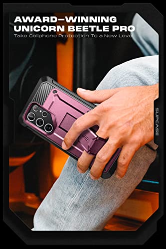 Image of SUPCASE Unicorn Beetle Pro Case for Samsung Galaxy S22 Ultra 5G (2022 Release), [Extra Front Frame] Full-Body Dual Layer Rugged Belt-Clip & Kickstand Case with Built-in Screen Protector (Wine)