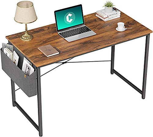 Image of Cubiker Computer Desk, Home Office Writing Study Desk, Modern Simple Style Laptop Table with Storage Bag (39.4, Dark Rustic)