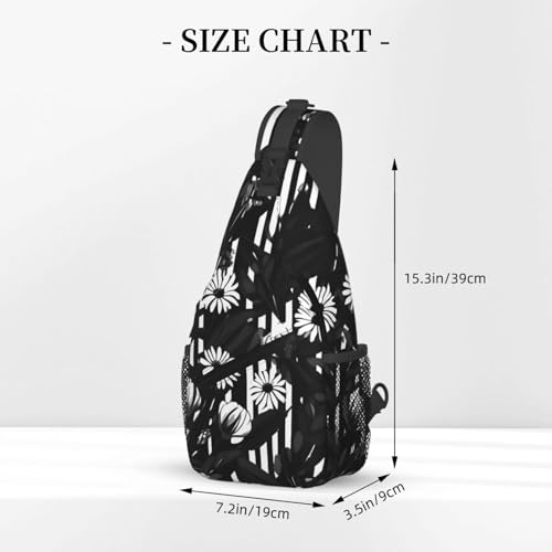 Mochila tipo bandolera con estampado floral en negro y blanco miniatura 3