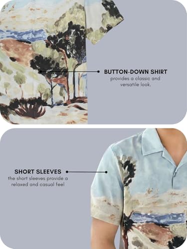 Image of GRECIILOOKS Men's Half Sleeve Rayon Shirt, Stylish Printed & Solid Slim Fit Casual Formal Shirt for Men, Regular Fit Trendy Party & Office Wear