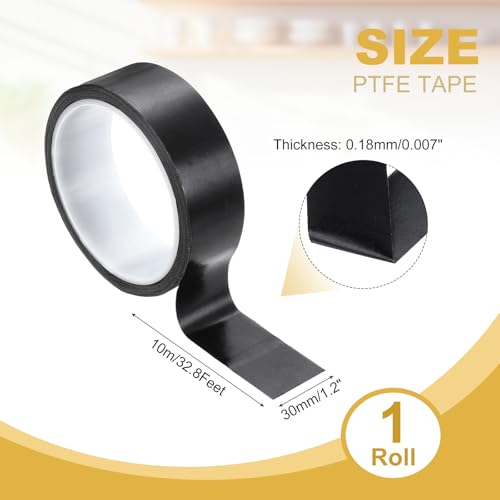 Image of PATIKIL High Temperature PTFE Tape 1-3 /16 Inch x 33 Feet PTFE Coated Fiberglass Adhesive Tape for Vacuum Sealer Machines Hand-Impulse Sealers Insulation, Black