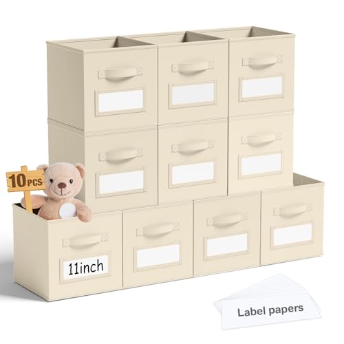 10 Pack Fabric Storage Cubes with Label...