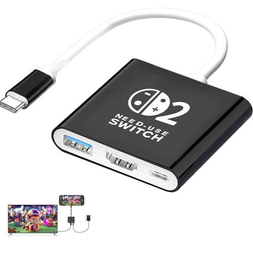 Switch 2 ドック対応【Switch 2「22.0.0」対応】スイッチ 2 ドック テレビ接続出力 直接にTV出力 ドック多機能 HDMI 4K@60Hz/USB 3.0/PD100W Switch & Switch 有機EL用ドック 急速充電 Type-c充電器 TVモード/充電モード マルチシステム互換性 遅延なし 持ち運び便利 スイッチ ドック替換 小型 アダプター（黒）