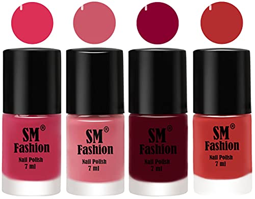 Image of Nail Polish Combo Set (Pack of 4) Quick Dry Gel Finish Nail Paint | Dusty Pink,Nude Pink,Boysenberry,Coral Pink | 7 ml Each