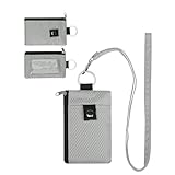 Cartera de cuello pequeña con bloqueo RFID, con cremallera, Bolsa para el Cuello Cartera portadocumentos Antirrobo de Viaje, resistente al agua, para Documentos Tarjetas de Crédito Monedas, gris