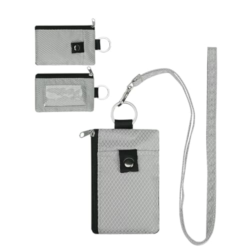 Cartera de cuello pequeña con bloqueo RFID, con cremallera, Bolsa para el Cuello Cartera portadocumentos Antirrobo de Viaje, resistente al agua, para Documentos Tarjetas de Crédito Monedas, gris