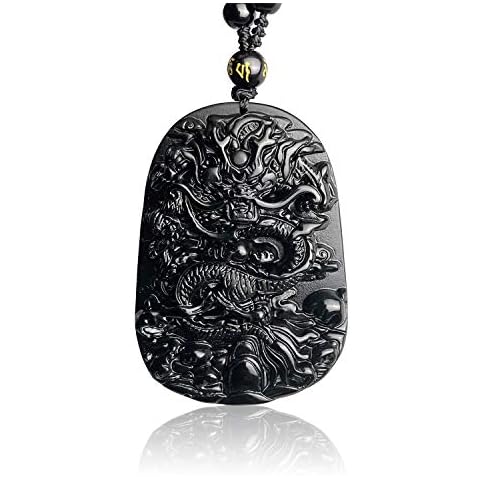 Spring.Rd Dragon Luck Obsidian Pendant Necklace Cover