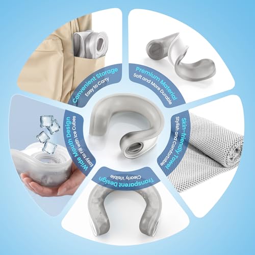 samply Reusable Ice Packs for Neck and Shoulder, Cold Compress, Relief of Pain, Swelling, Sprains, Office Pressure, Wearable Neck Cooler Towels of Cooling Wraps for Hot Weather,Dove Gray — view 5
