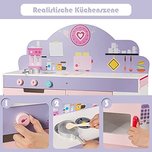 2 in 1 Kinderküche und Restaurant doppelseitiges Rollenspiel Set Spielküche HUIJK – Bild 7