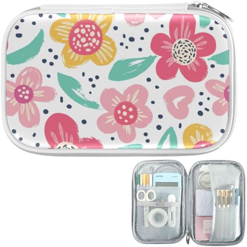 Image of Childish Flowers Marble Pencil Bag Case Zipper Pencil Holder Organizer Stationary Pen Bag Cosmetic Makeup Bag Pouch Purse for School Office Supplies