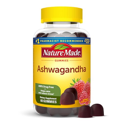 Nature Made Ashwagandha Gummies, Vegan, KSM 66 Ashwagandha Supplement for Stress Support, 60 Count, 30-Day Supply