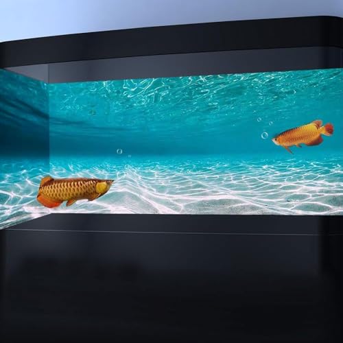 Image of 24X12IN Natural Undersea Aquarium Background, Undersea Beach Fish Tank Background, with 8 EVA Double-Sided Tape