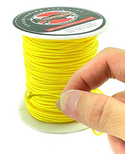 Spearfishing World Speargun Reel Or Shooting Line 1.8 Mm Yellow - 100% Spectra Core & Jacket- 550 Lbs Strength - 150 Ft Spool #TOP2