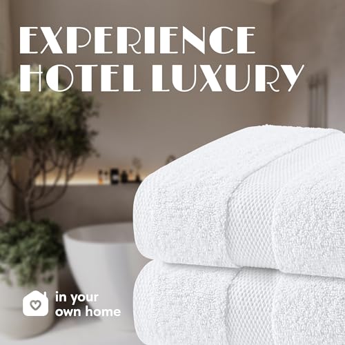 White Classic Wealuxe Cotton Bath Towels - Soft and Absorbent Hotel Towel - 68x132 CM - 4 Pack - White