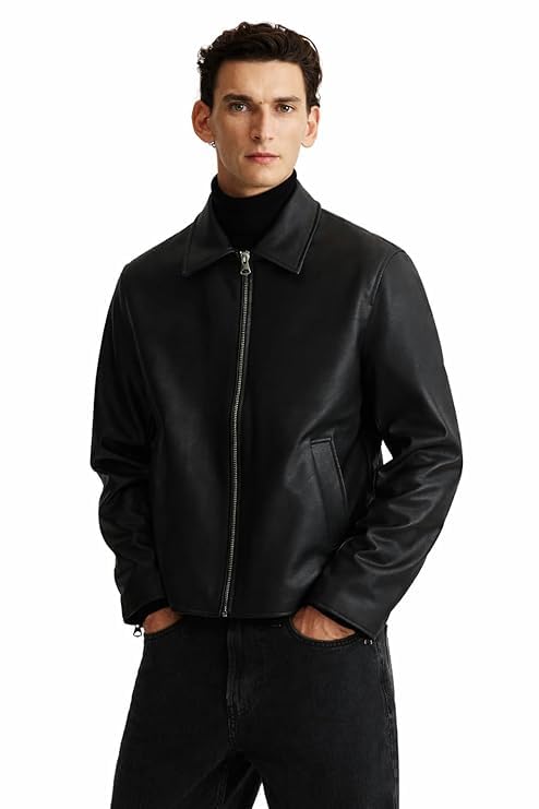 clwn Men’s Trendy Stylish Faux Leather Jacket With Front Zip Closure For Casual Or Semi Formal Look-picture-45