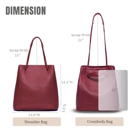 Image of Tote Bag for Women Genuine Leather Work Bag Casual Shoulder Handbags with Adjustable Strap