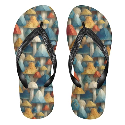 Flip Flop Sandals Geometrical Mushroom Print for Women Men Beach Outdoor XS
