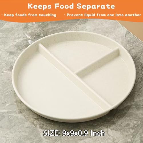 Lruuidde PLATES 5 PACK Unbreakable Divided Dinner Plate Set Of 5, Wheat Straw Plates Bpa Free 9 Inch, Portion Control Plate Healthy Eating & Bariatric Diet Divided Plates, Dinner Diet Plates For Kids thumb #7
