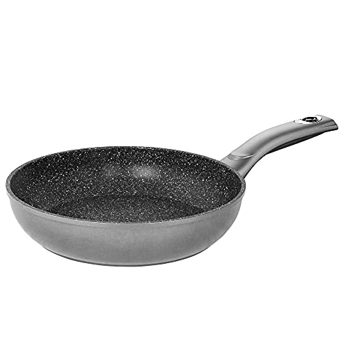 STONELINE Gourmundo Made in Germany Sauteuse 28 cm, bord haut, induction, poêle haute pour rôtir sans huile et sans graisse, revêtement anti-adhésif avec des particules de pierre véritables