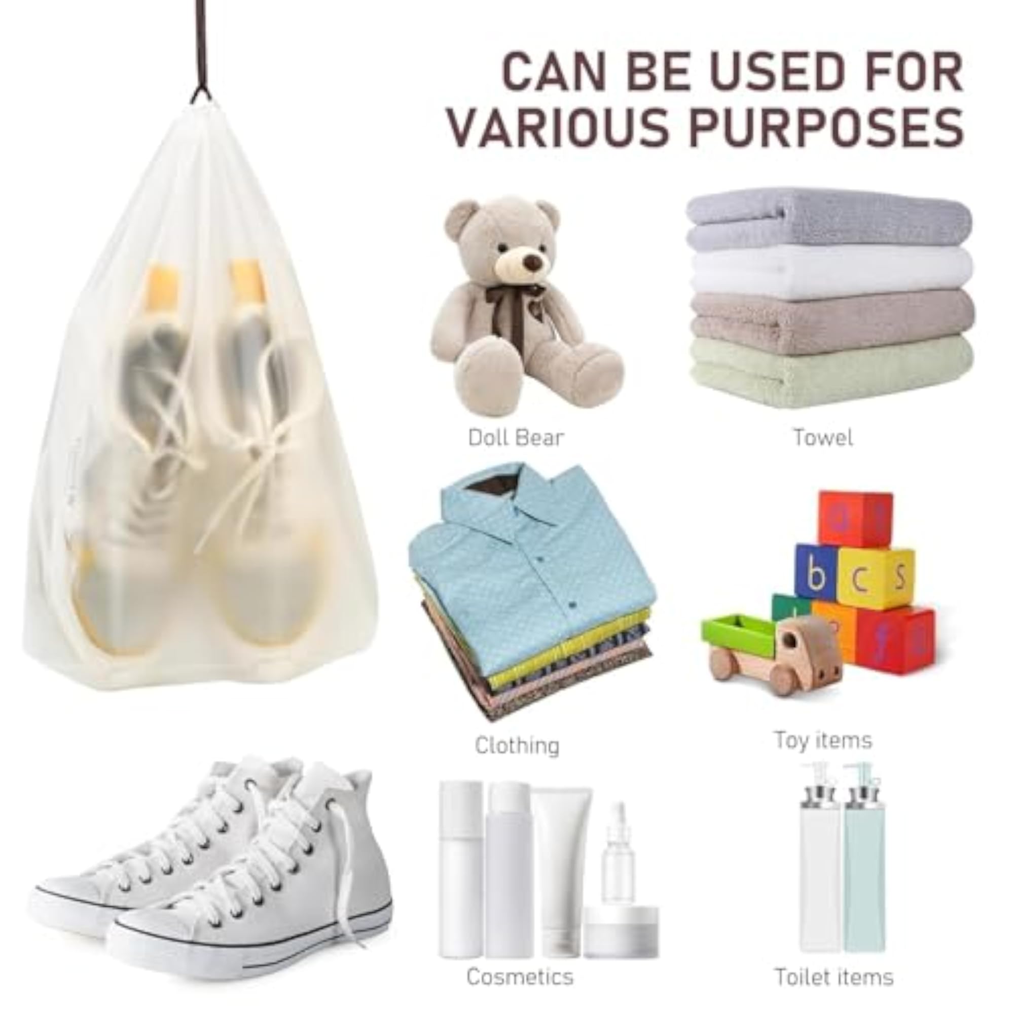 Clear Transparent Travel Shoe Bag, Waterproof Polyester