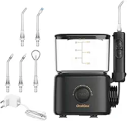 Irrigador Bucal Profissional, Reservatório de 600ml, Bivolt, Multifuncional Saúde, Limpeza Profunda, Jato de Água Ultrassônico, 10 Níveis de Pressão, Escova Elétrica, Versão Familiar, 5 Pontas Substituíveis, Preto