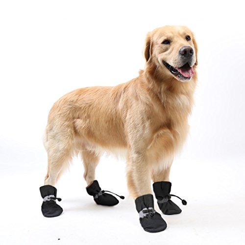 Gabefish Anti Slip Dog Socks Shoes Adjustable Drawstring Boot Paw Protectors For Small Medium Pets Cats Black Small #TOP1