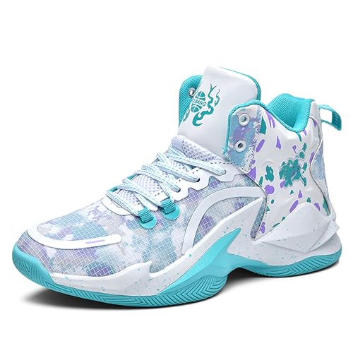 Image of Men's High-Top Basketball Shoes Anti-Slip and Wear-Resistant Soles Running Shoes Graffiti Design Fashionable Sports Shoes