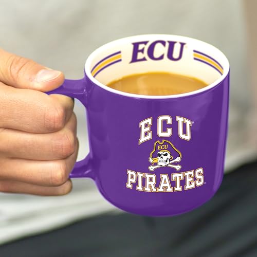 Image of Logo Brands NCAA East Carolina Pirates 15 oz Stripe Coffee Mug - Vintage Team Logo, Inside Print & Stripes, Microwave & Dishwasher Safe- Great Gift For Fans & Alumni