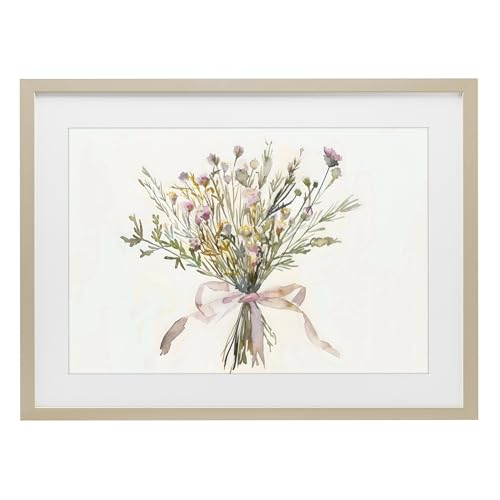 Stupell Industries 'Bouquet of Spring Wildflowers'�A�K���X���t���[���v�����g�A�u���E���A60.24×46.8cm�A�|���₷�����A�č����ACreative Studio��