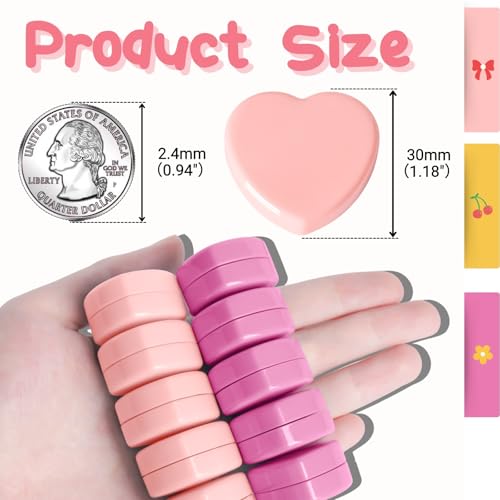 20 imanes decorativos corazón mini para nevera rosa miniatura 3