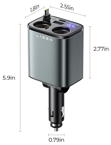 Save 15% on LISEN Car Cigarette Lighter Splitter with Retractable Charger - Image 5