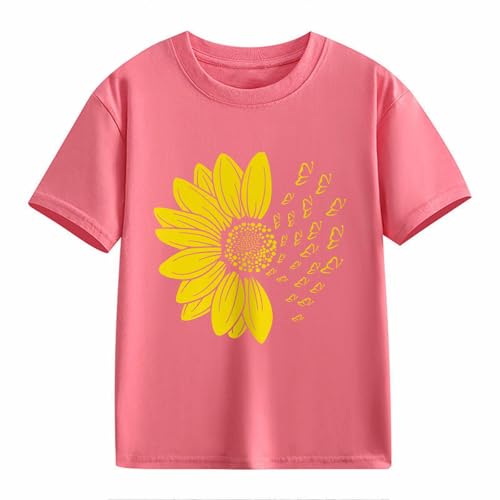 Toddler Girls Sunflower T-Shirt Summer Cute Flower Graphic Tees Soft Cotton Loose Crew Neck Short Sleeve Casual Kids Top2