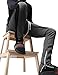 Mens Stripe Track Pants Skinny Fit Stretch Trouser Elastic Jogger 1VWA0006 (Large, p122_Cha/Blk)