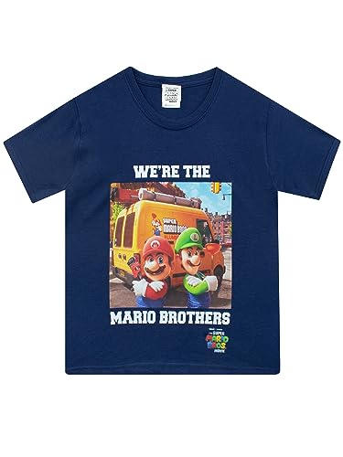 Super Mario T-Shirt pour garçons | T-Shirt Mario et Luigi | T-Shirt Gamer pour Enfants | Bleu | 9-11 Ans