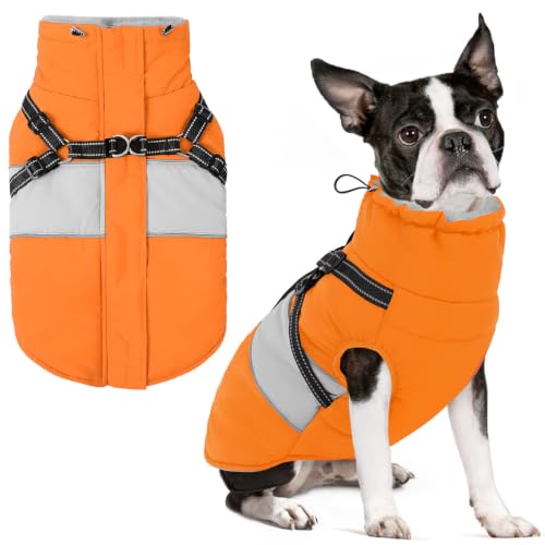 Image of Small Dog Coat with Harness Built in Warm Dog Winter Jacket