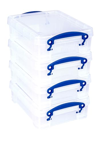 Really Useful Plastic Storage Box 1.75 Litre Clear (Pack of 4)