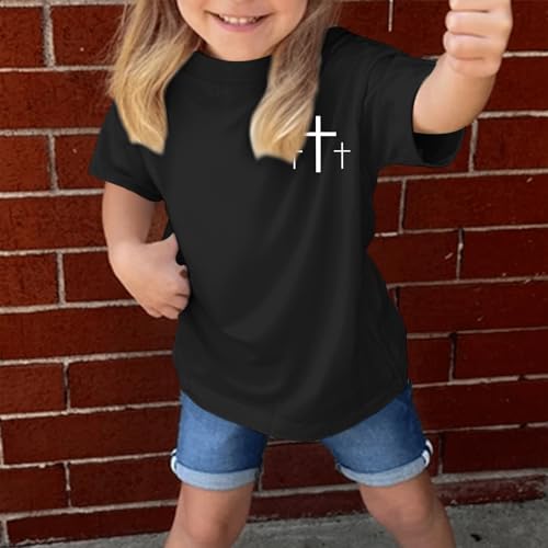 Image of Girl's Faith Over Fear Shirt Christian Bible Verse Shirts Cross Graphic Tees for Tween Girls Kid Inspirational Tops